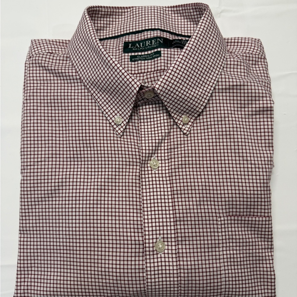 Lauren Ralph Lauren‎ Burgundy Grid Dress Shirt